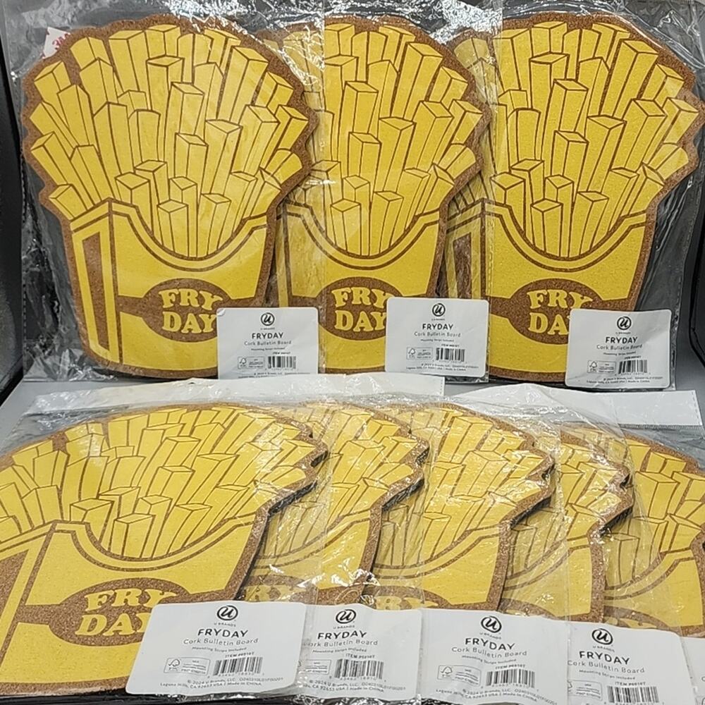 Bulletin Boards Fry Day Friday Novelty Lot of 8 New with 3M Stickers 10" x 7.5"